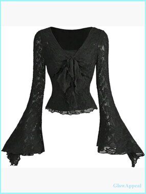 Sheer Mesh Long Sleeve Crewneck Top Grunge Goth Lace T-Shirt